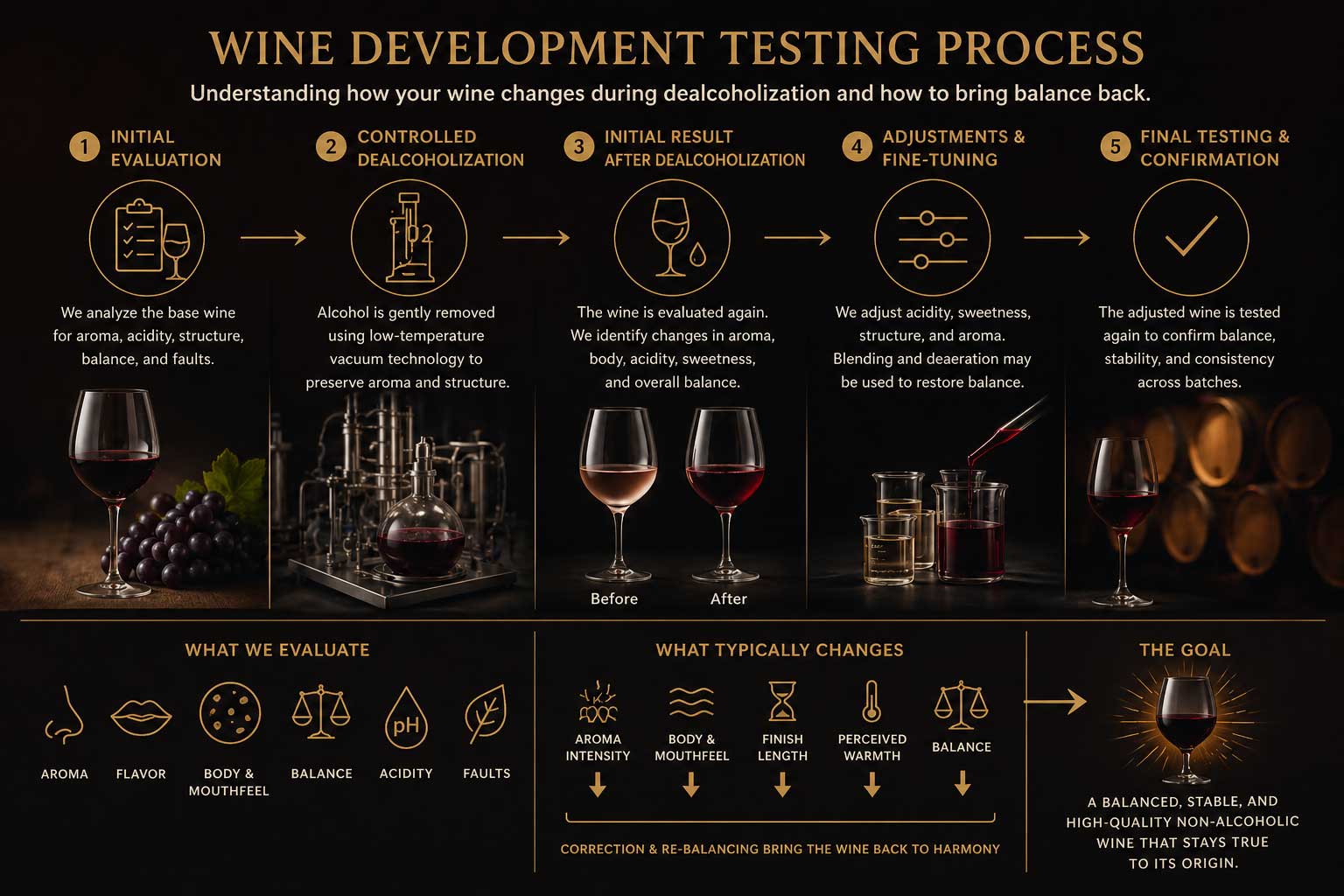 Wine dealcoholization testing and product development process